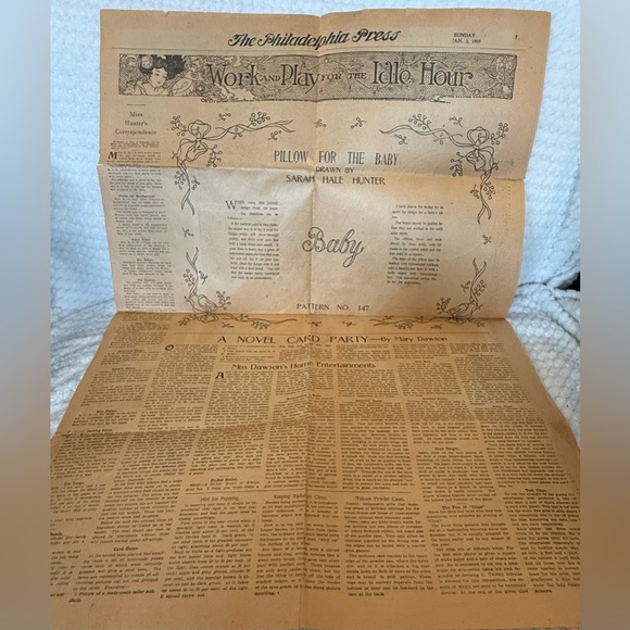 Antique Newspaper Page - 1/3/1909
Phila. Press - Work And Play For The Idle Hour - Picture 13 of 14